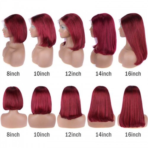 13x4 Straight Hair Colored BOB Lace Front Wig | Human Hair Wig | Lace Front